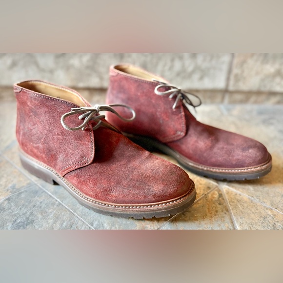 Brunello Cucinelli Suede Chukka Boots 42 Burgundy Made in Italy Vibram Sole main image 4